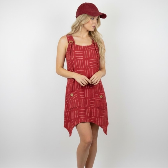 Vintage Dresses & Skirts - Vintage 90s Pink 100% Linen Shift Dress Sleeveless Pockets Lagenlook Summer Boho